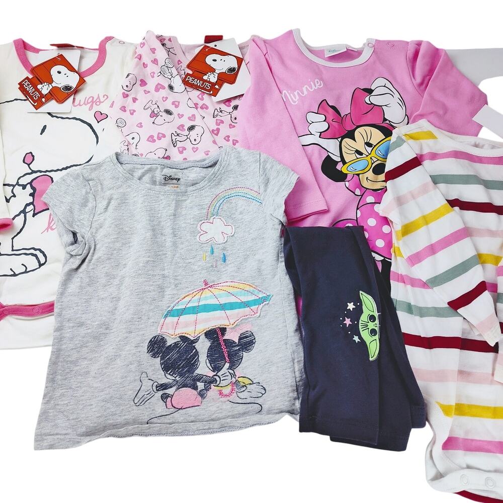 Girls Clothing Bundle: Disney, Star Wars, Peanuts & More